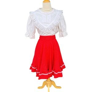VTG Jeri Bee Full Circle Square Dance Dress Polka Dot Lace Country Rockabilly 16